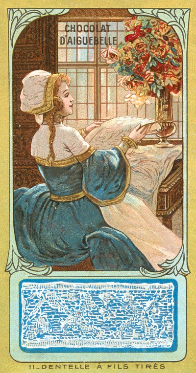Drawn thread lace by French School