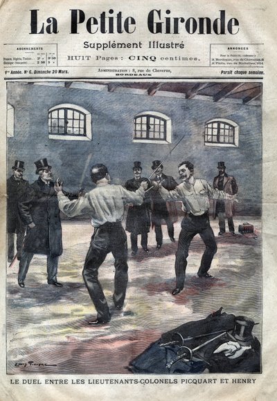 Dreyfus Affair: The Duel Between Lieutenant Colonels Georges Picquart and Hubert Henry at the Military School in Paris. Cover of 