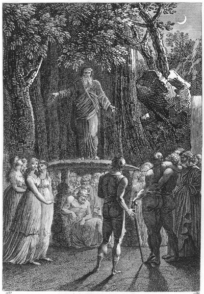 Druids in Brittany, illustration from Voyage dans le Finistere by Jacques Cambry, Paris, published 1801 by French School