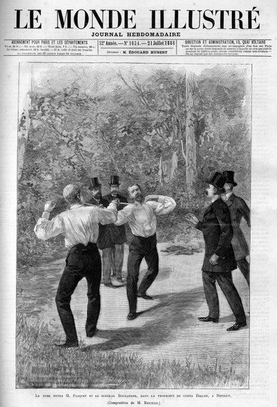 Duel between Charles Floquet (1828-1896) and General Boulanger (1837-1891) in 1888 following a verbal exchange in the House. by French School