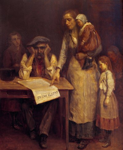 During the Strike: A Family of Workers, the Mother Told the Father an Article in the Newspaper 