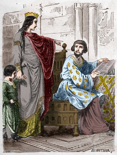 Dynasty of the Capetians: Constance of Arles (986-1032), Queen of France, with Robert II the Pious (972-1031) by French School