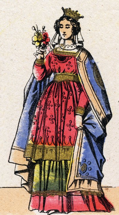 Dynasty of the Capetians: Portrait of Adele or Alix or Alice de Champagne (1140-1206), Queen of France by French School