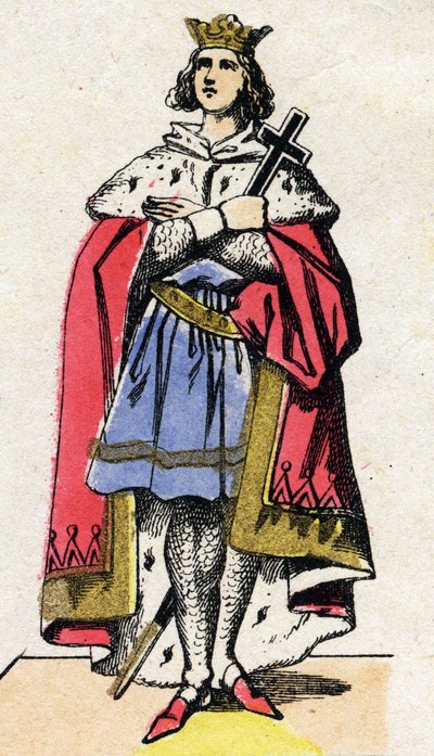 Dynasty of the Capetians: Portrait of Louis IX of France (1214-1270) king of the Franks from 1226 to 1270. Epinal imaging from the end of the 19th century. Private collection. by French School