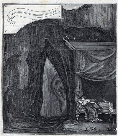 Interior of the cave known as the Ear of Denys in Syracuse - Engraving in 