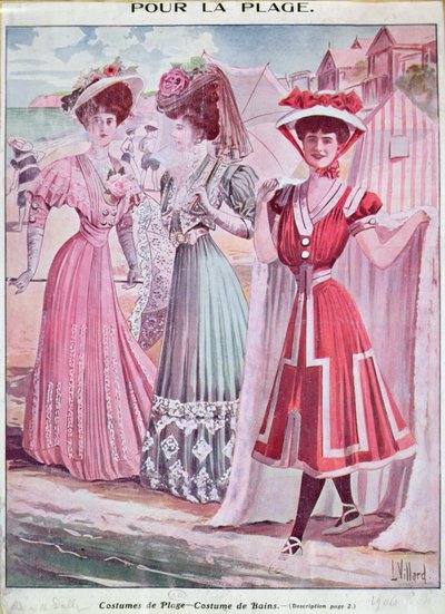 Early twentieth century beach and bathing Costumes by French School