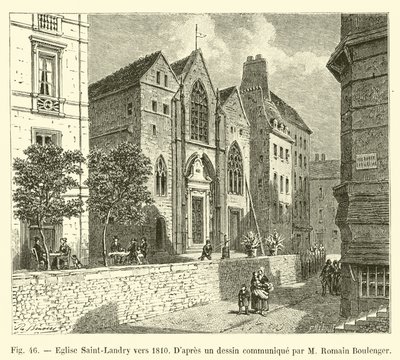 Saint-Landry Church around 1810, After a drawing communicated by Mr. Romain Boulenger by French School