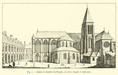 Temple Church and charnel house, in 1650; after I. Sylvestre by French School