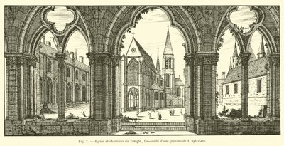 Temple Church and charnel houses, facsimile of an engraving by I. Sylvestre by French School