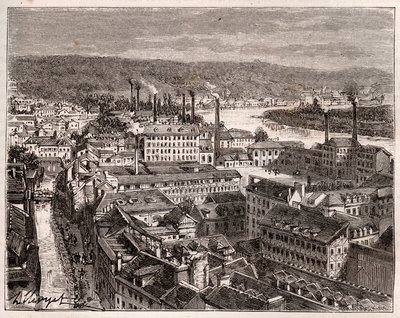 Elbeuf - Seine-Maritime - engraving in La France illustree: geography, history, statistical administration by V.A. Malt-Brown. 1884 by French School