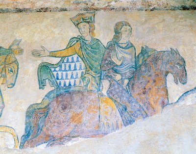 Eleanor of Aquitaine, Queen of England and Her Daughter-in-Law Isabella of Angouleme on Horseback by French School