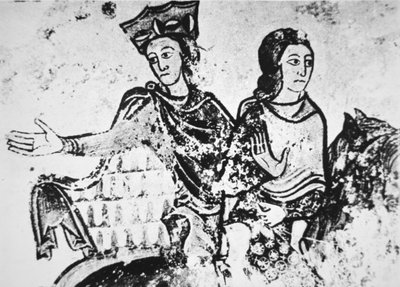 Eleanor of Aquitaine with a riding companion by French School