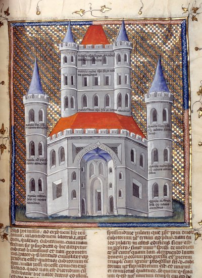 Elevation of the facade of the Temple of Solomon in Jerusalem. Miniature taken from 