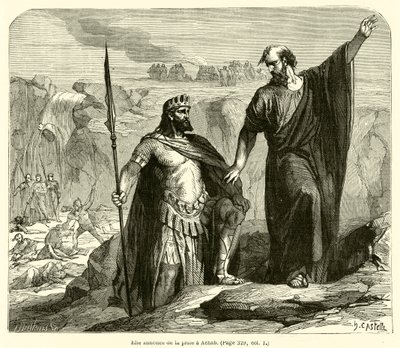 Elijah announces rain to Ahab by French School