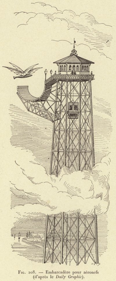 Airship Dock (after the Daily Graphic) (engraving) by French School