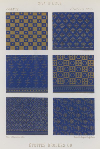 Embroidered fabrics of 14th century France by French School