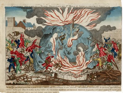 Deplorable Burning of the Aerostatic Machine of Srs. Miolan and Janinet on Sunday, July 11, 1784. Published 1784 by French School