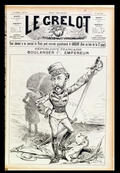 Emperor Boulanger the First, Caricature from the Front Cover of Le Grelot by French School