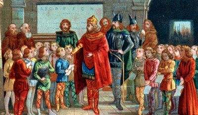 Emperor Charlemagne Visiting a School by French School