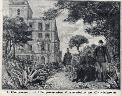 Emperor Francois Joseph I of Austria and Empress Elisabeth Amelie of Wittelsbach known as Sissi at Cap Martin in the Alpes-Maritimes region of Provence-Alpes-Cote d