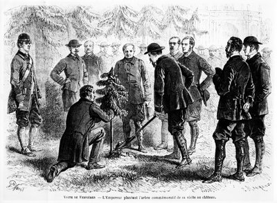 Emperor Napoleon III planting a tree at Ferrières, home of Baron James de Rothschild, to commemorate his visit, from Le Monde Illustré, 2 November, 1862 by French School