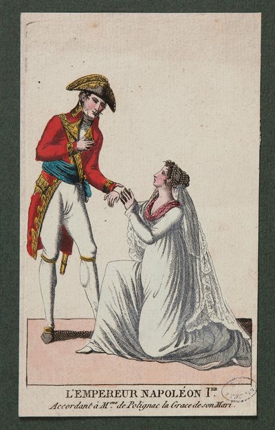 Emperor Napoleon I according Madame de Polignac the grace of her husband by French School