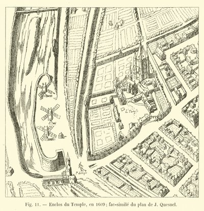 Enclosure of the Temple, in 1609; facsimile of the plan by J. Quesnel by French School