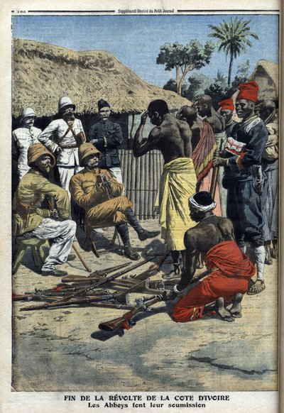 End of the revolt of the Ivory Coast, the Abbeys surrendering to commander Nogues, illustration from 