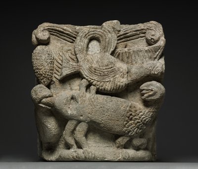 Engaged Capital with a Fantastic Creature and Three Birds, early 1100s by French School
