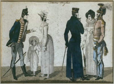 English costumes by French School