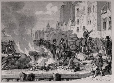 English goods sold or burned because of the continental blockade imposed on Great Britain by Napoleon by French School