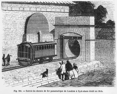 Entrance of the Pneumatic Railway from London to Sydenham, Established in 1865 - in 