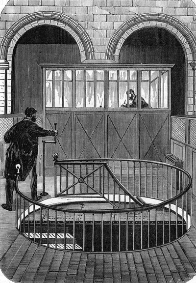 Entrance of the treasure cellars of the Banque de France in Paris in the 19th century (engraving) by French School