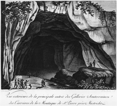 Entrance of the underground quarries, illustration from Histoire naturelle de la Montagne Saint-Pierre de Maastricht by Barthelemy Faujas de Saint Fond, 1799 by French School
