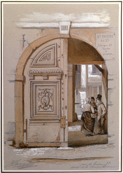 Entrance to the Hotel of the Marquise de Brinvilliers, 28 Rue de Bievre, Paris by French School