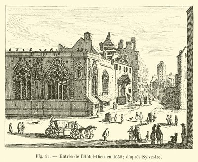 Entrance of the Hotel-Dieu in 1650; after Sylvestre by French School