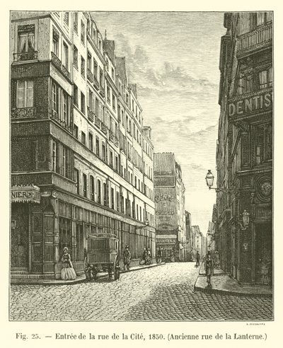 Entrance to the Rue de la Cite, 1850, Formerly Rue de la Lanterne by French School