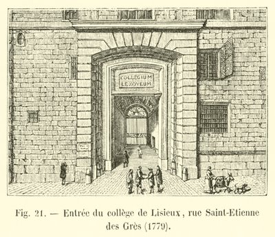 Entrance to the College of Lisieux, rue Saint-Etienne des Gres, 1779 by French School
