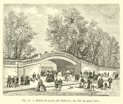Entrance to the Tuileries Garden from the Quay Side, 1858 by French School