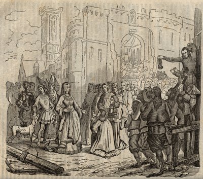 Entry of Anne of Brittany in Morlaix - engraving - 1838 by French School