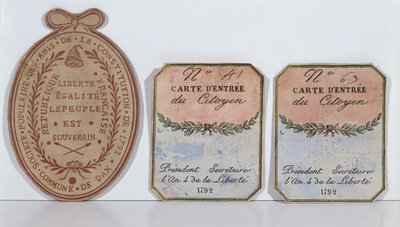 Entry cards for the Society of the Friends of the Constitution at Dax, 1792 and 1793 by French School