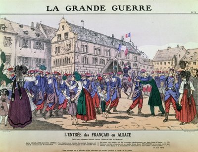 Entry of the French Army into Mulhouse, Alsace, 9th August 1914 by French School