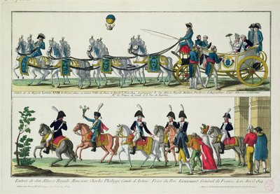 Entry to Paris of Charles, Count of Artois, and Entry to Paris of Louis XVIII, King of France and Navarre by French School