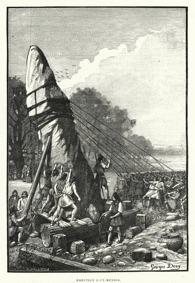 Erection of a Menhir by French School