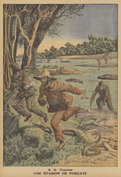 Escape by convicts in French Guiana by French School