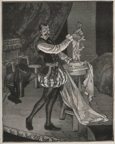 Etienne Marin Melingue, French actor playing sculptor Benvenuto Cellini in Alexandre Dumas pere