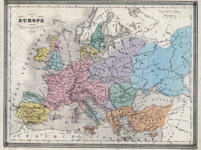 Europe in 814 - Empires of the West and the East - Plate extracted from 