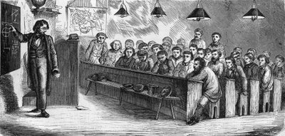 Evening class at a public adult school in Paris in 1858 by French School