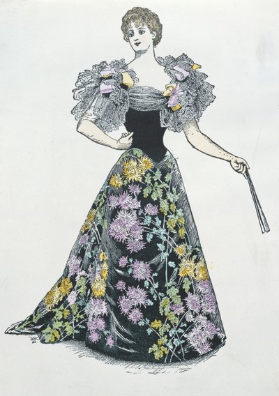 Evening Dress with Chrysanthemum Motif, 1894 by French School