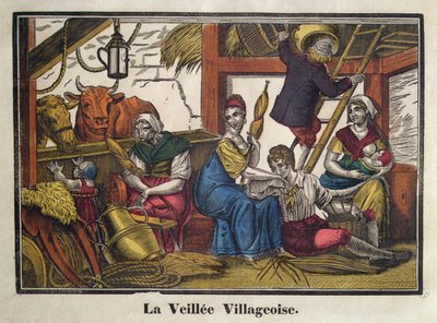 Evening Life in the Village by French School